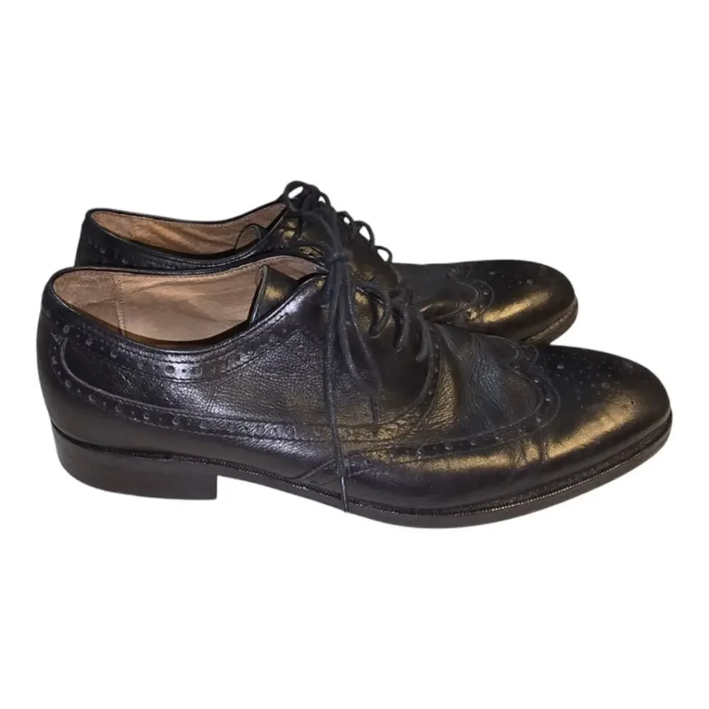 Johnston Murphy Wingtip Oxford Dress Shoes‎ Black Leather Brogue Lace Up 9.5 Men